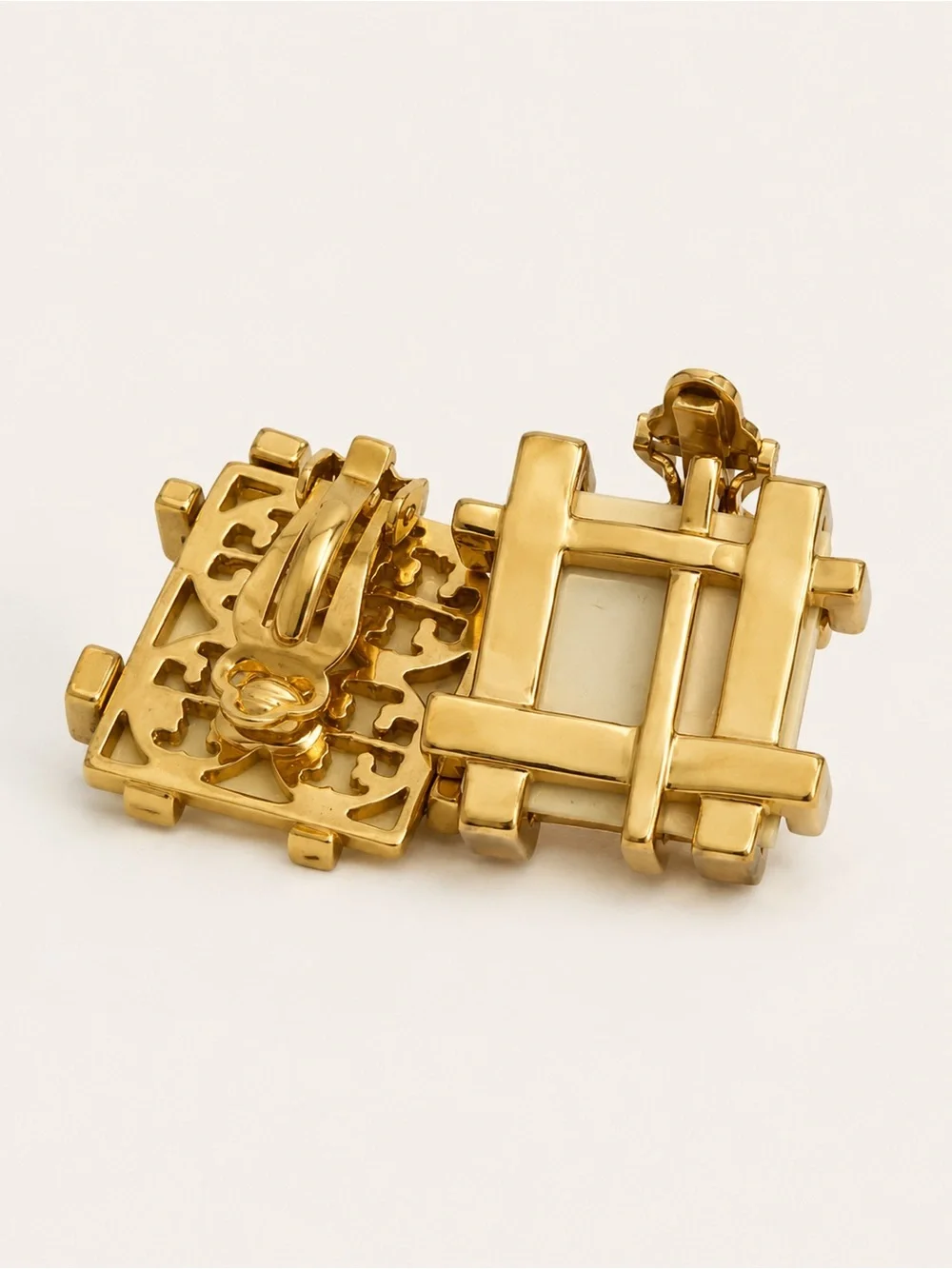 ✨ Tory Burch Gold Tone Geometric Clip On Statement Earrings✨